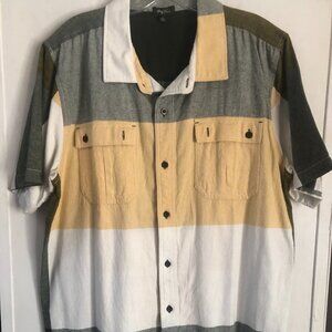 LRG S/S button up T-Shirt Roots Generation In Grey and Yellow in XL